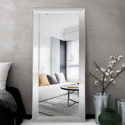 Lirago Rectangle PS Leaning Mirror Vanity Mirror Decor Mirror Wall Mirror with Wide Frame 70*30 Silver