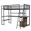 PAGED Full Size Loft Bed Simple Modern Pine Bed Frame with Desk, Shelves, Storage Stair and Guardrail for Bedroom - 4 of 4
