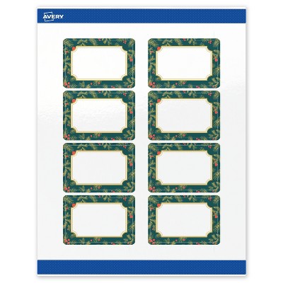 Avery Labels, 2" x 3", Gold-Teal Berries, Glossy, 80ct