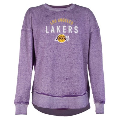 NBA Los Angeles Lakers Women's Burnout Crew Neck Fleece Sweatshirt - M