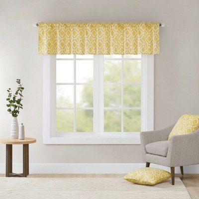 18"x50" Natalie Printed Diamond Window Valance Yellow