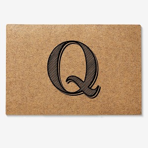 Personalization Mall Noir Initial 18x27 Synthetic Coir Doormat - 1 of 1