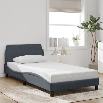 VidaXL Bed Frame with Headboard Dark Gray 39.4 in.x79.9 in. Twin XL Velvet