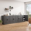 31"x124"x16" Wood Grain Buffet Cabinet in Black, Storage Organizer with Adjustable Shelves and Rattan Doors for Kitchen Bedroom Living/Dinning Room - 2 of 4