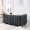 Modern Channel-Tufted Velvet Loveseat - Chesterfield-Inspired 2-Seater, Luxe Upholstery for Traditional/Contemporary Decor - 2 of 4