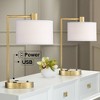 360 Lighting Colby 21" High Small Modern Desk Lamps Set of 2 USB Port AC Power Outlet Antique Gold Finish Metal Home Office Living Room Charging - 2 of 4