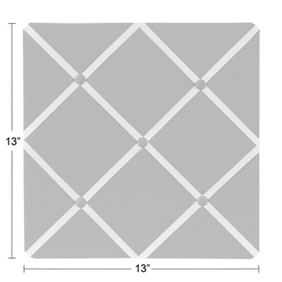 Gray and White Fabric Trellis Memo Board, 13" x 13"