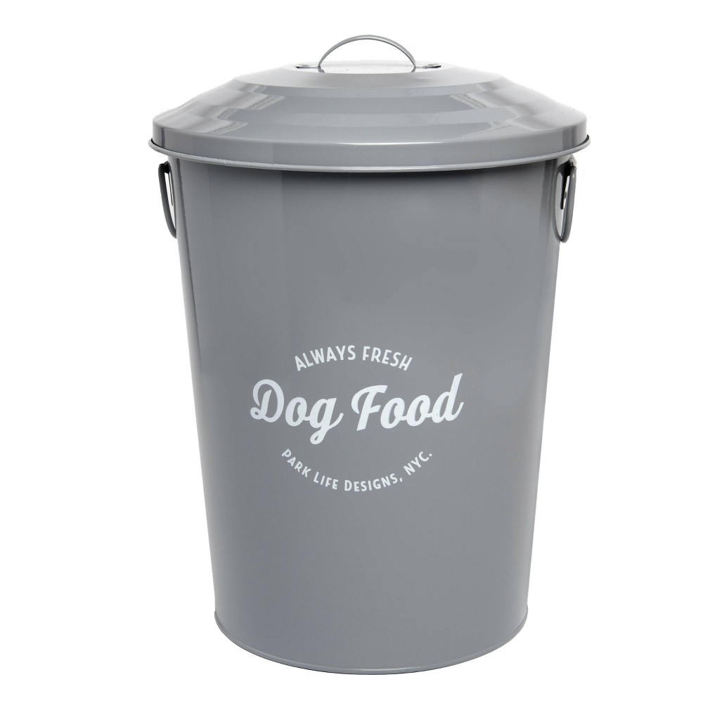 Park Life Designs 17lbs Andreas Food Bin Dog Food Storage Container - Gray: Metal, 11" Height, 9.5" Width, 4 lbs