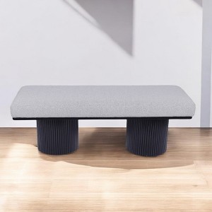 Alilang 48.00 inch Upholstered Bench with Fluted Black Base and Modern Design-Light Gray - 1 of 4