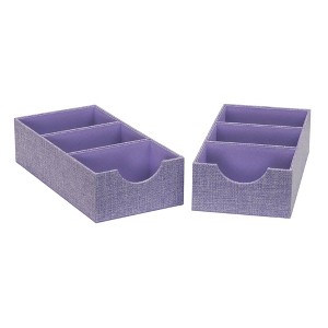 Household Essentials Set of 2 3-Section Drawer Trays Iris Heather: Stackable Storage & Organization, Purple Decorative Boxes - 1 of 4