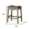 HomeRoots 26" Stone and Oak Faux Leather and Solid Wood Backless Counter Height Bar Chair - 3 of 4