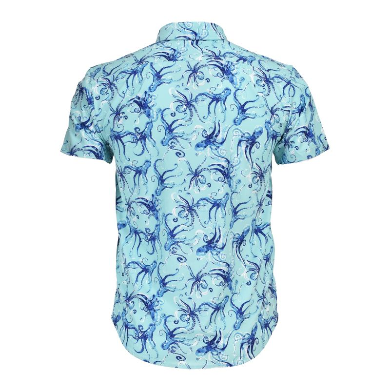 Banana Boat UPF 50+ Men's Hawaiian Print Shirt | Aqua Octopus, 3 of 4