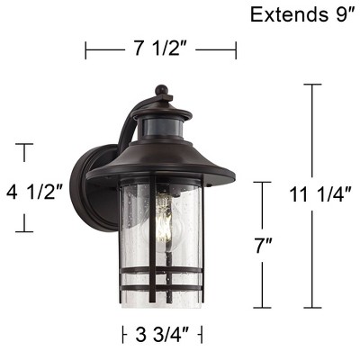 Bronze Dimmable Outdoor Wall Light with Seedy Glass Shade
