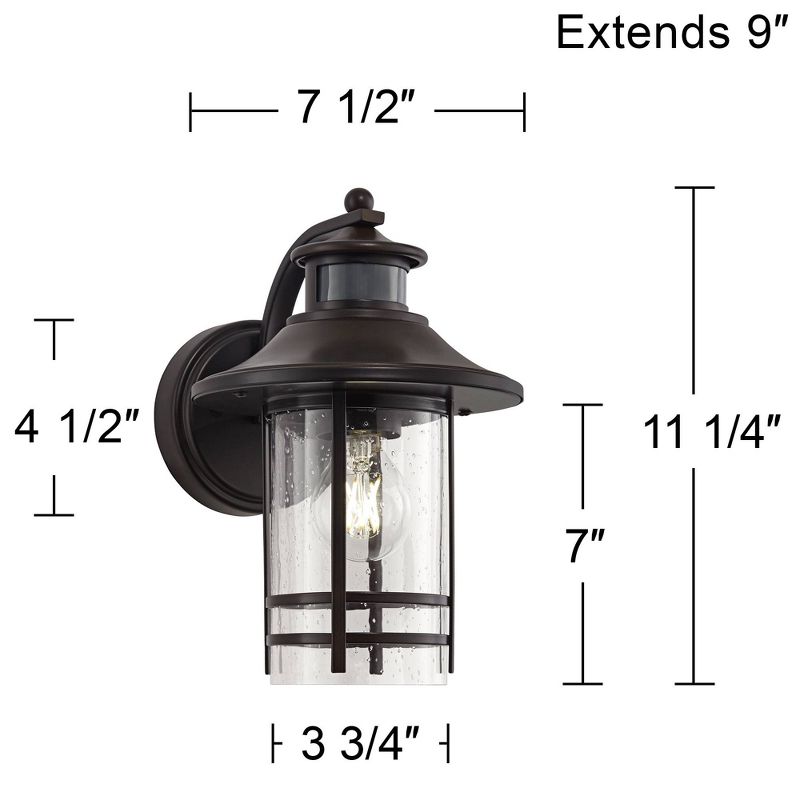 John Timberland Galt Outdoor Mission Wall Light Fixture Oil Rubbed Bronze Motion Sensor Dusk to Dawn 11 1/4" Seedy Glass for Post Exterior Barn Deck, 4 of 9