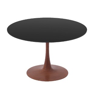 LeisureMod Bristol Round Dining Table with MDF Top and Cherry Steel Pedestal Base for Modern Kitchen and Dining Room - 1 of 4