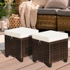 Tangkula Set of 2 Patio Wicker Rattan Ottoman Footrest Garden Outdoor w/ Cushion - 3 of 4