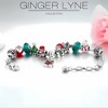 Christmas Charm Bracelet for Women by Ginger Lyne 9" Alloy Colorful Santa Holiday Italian Style Beads - 2 of 4