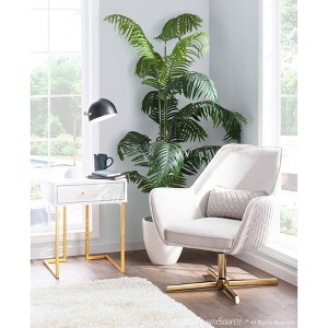 Diana Contemporary Lounge Chair Gold/Cream Velvet - LumiSource: Upholstered Swivel Armchair, Metal Frame, 250lb Capacity - 1 of 4