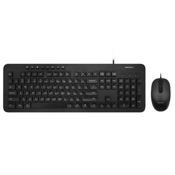 Macally USB Wired Slim Soft Quiet 112 Keys and 8 Shortcuts Full Keyboard + Mouse Combo