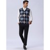 Lars Amadeus Men's Casual Argyle V Neck Sleeveless Knit Pullover Sweater Vest - 3 of 4