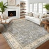 Washable Antique Distressed Area Rugs for Living Room, Modern Non Slip Vintage Print Accent Carpet Floor Mat for Bedroom Dining Office Farmhouse - 2 of 4