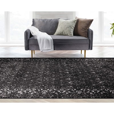 Argos Vintage Black and Gray Synthetic Area Rug