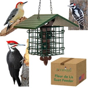 JCs Wildlife Fleur de Lis Suet Feeder with Eco-Friendly Poly Lumber Roof - Holds 2 Seed or Suet Cakes - 1 of 4