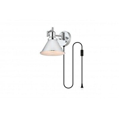 Chrome Swing Arm Wall Sconce with Metal Shade