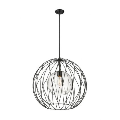 Matte Black Glass Globe Indoor/Outdoor Pendant Light