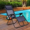 FDW Foldable Zero Gravity Chair Lounge Patio Chaise with Cup Holder Tray - 2 of 4