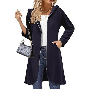 Zeagoo Women's Fall Jacket 2025 Zip Up Hoodies Long Sleeve Long Tunic Sweatshirts Oversized Fleece Casual Coat with Pocket - 1 of 4