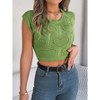 Womens Crochet Sweater Sleeveless Lightweight Summer Pullover Sweater Cable Knit Valentines Day Tops with Cap Sleeve - 3 of 4
