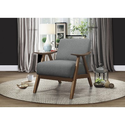 CENGHU Modern Accent Chair, Fabric Upholstered 1pc Arm Chair, Living Room Chair with Walnut Finish Wood, Cushion Back and Seat Furniture