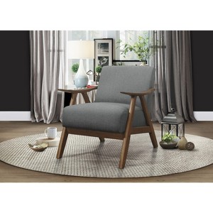 CENGHU Modern Accent Chair, Fabric Upholstered 1pc Arm Chair, Living Room Chair with Walnut Finish Wood, Cushion Back and Seat Furniture - 1 of 4
