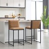 Modern Bar Stool with Upholstered Seat, Stainless Steel Base, High Resilience Cushion, Minimalist Design – Versatile for Home or Office-Cuddlewood - 2 of 4