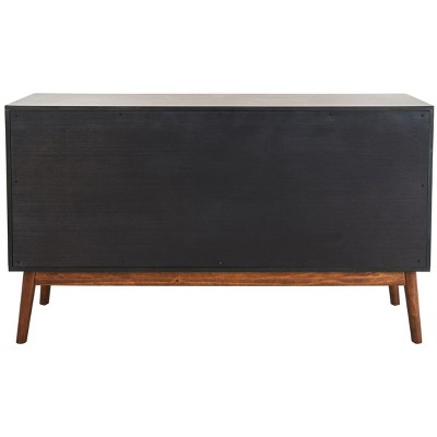 Mid-Century Dark Walnut Double Dresser with Bronze Pulls