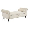 Okak Luxury Velvet Storage Ottoman Bench with Pillow Multifunctional Rectangular Storage Foot Rest Stool for Living Room,Entryway,Bedroom, Beige - 4 of 4