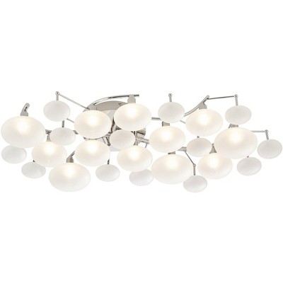Lilypad Chrome 12-Light Frosted Glass Semi Flush Mount Ceiling Fixture