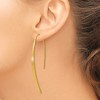 Black Bow Jewelry Brushed Curved Bar Threader Earrings in Yellow Gold Tone Silver, 55mm - 3 of 4