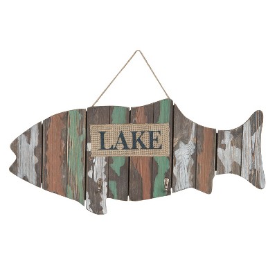 Beachcombers Lake Fish Shaped Sign 21.25 x 0.25 x 9.875 Inches.