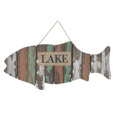  Beachcombers Lake Fish Shaped Sign 