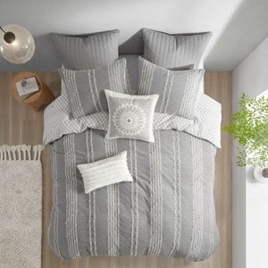Okak Queen/King 3-Piece Cotton Chenille Printed Bed Duvet Cover Set Mini Set,Comfortable Coverlet Bedding Sets,Machine Washable - 1 of 4