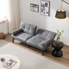 Convertible Futon Sofa Bed Linen Sleeper Couch With Solid Wood Legs Adjustable Backrests For Living Room Bedroom - 3 of 4