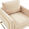 LeisureMod Lincoln Accent Arm Chair Upholstered in Velvet with Gold Frame - 4 of 4
