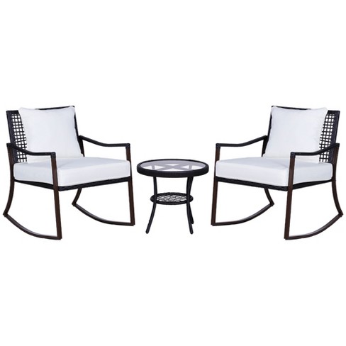 Outsunny 3 piece Bistro Set Outdoor Wicker Furniture Set With