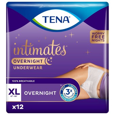 TENA Intimates for Women Incontinence & Postpartum Underwear - Overnight Absorbency - XL - 12ct