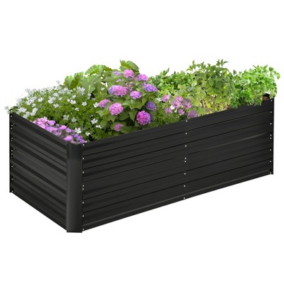 Black Galvanized Steel Outdoor Raised Garden Bed Planter