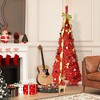 SKRAN 6FT Red Pop-Up Christmas Tree, Included 4 Ribbons, Bow, Flowers, Snowflakes, Pine Cones & Balls Easy Assembly for Party, Holiday Decoration - 2 of 4