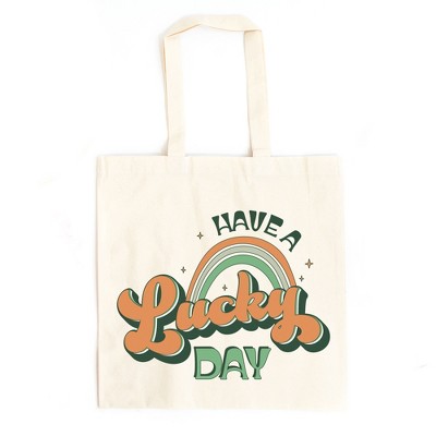 City Creek Prints Have A Lucky Day Canvas Tote Bag - 15x16 - Natural