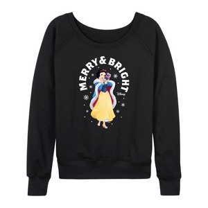 Women's - Disney - Merry And Bright Snow White Lightweight French Terry Wide Neck Long Sleeve Shirt - 1 of 4